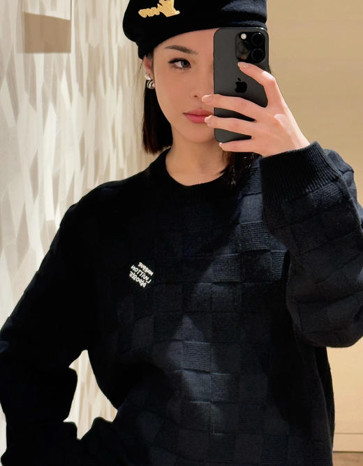 老花棋盘格羊毛毛衣121202 商品图0