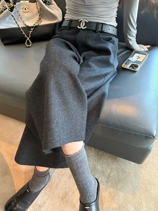爆款3-5天发货！cosAcosB加厚高级感羊毛呢料阔腿八分靴裤3232 商品图1