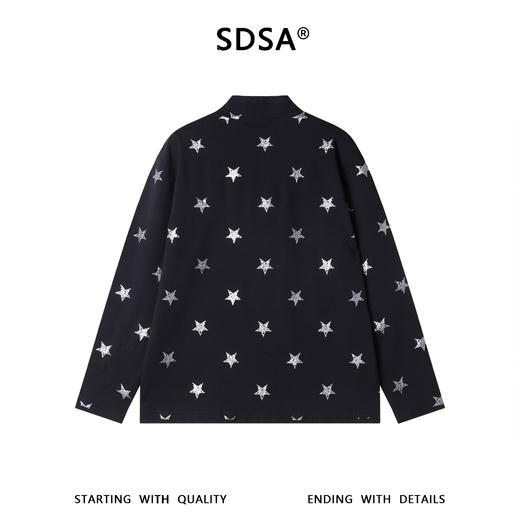 SDSA男士秋冬新款痞帅男装潮牌撞色满印星星印花立领长袖T恤百搭 商品图4