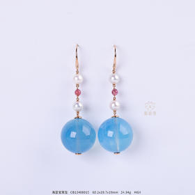 【海天一色】海蓝宝耳坠-CB12408015