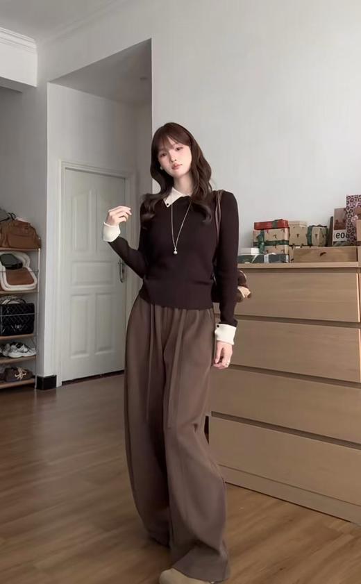 【氛围感翻领撞色假两件针织衫】🌅巨显身形单薄❗️ 秋冬氛围感必备🧶拯救你的日常穿搭纠结！ 穿过的都说好！物超所值的品质！！！-AJYX 商品图8