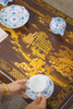 独角鹿西洋古董19世纪中国清代出品东方山水楼阁主题螺钿镶嵌木胎黑漆描金矮桌几 商品缩略图2