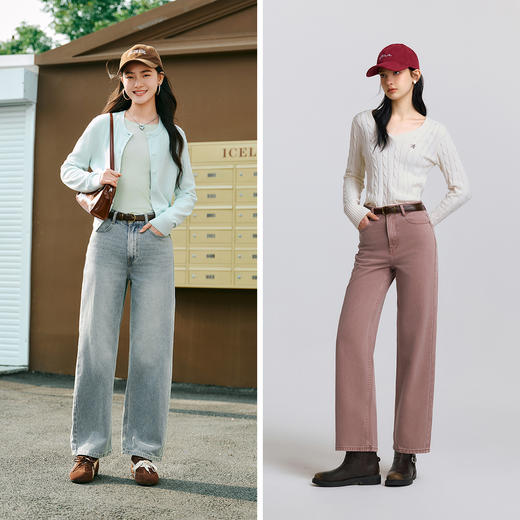 森柔|森马牛仔裤女春季阔腿裤遮肉基础ins潮流简约女生小个子长裤 商品图4