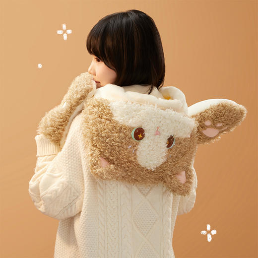 【故宫围巾】纳福猫连帽围巾手套帽子一体围脖可爱毛绒新年生日礼物 商品图4