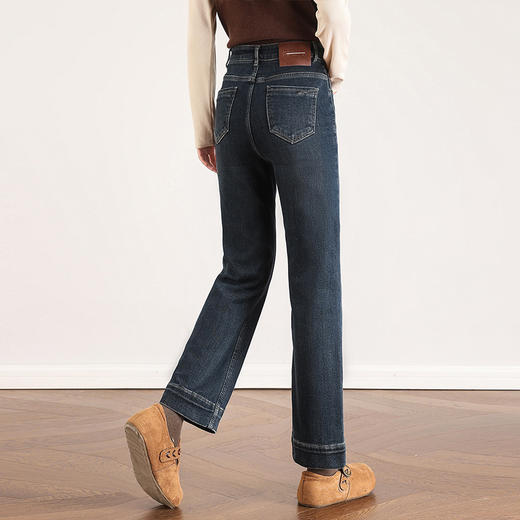 加绒牛仔九分裤复古蓝洋气小直筒裤，显瘦高腰时尚烟管裤MYX-OZY-25271-L 商品图2