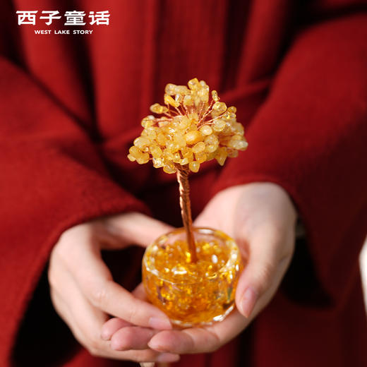 【预售3-5天】灵隐文创 马年发财树桌面摆件黄粉紫水晶招米玄关摆件 商品图0