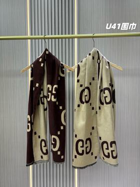 古池双G提花女士男士羊毛真丝围巾