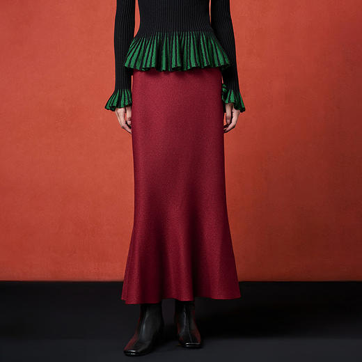 【林栖设计小店】柔棉轻暖|羊毛金丝混纱半身裙静奢2025秋冬新款鱼尾裙女G1954288 商品图1