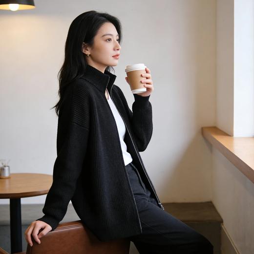 【质感肌理面料 松弛慵懒风】厚款开衫毛衣外套（ A68-9022） 商品图12