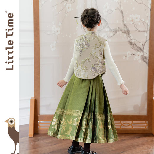littletime女童中国风汉服套装裙2025新款小女孩新中式礼服两件套 商品图4