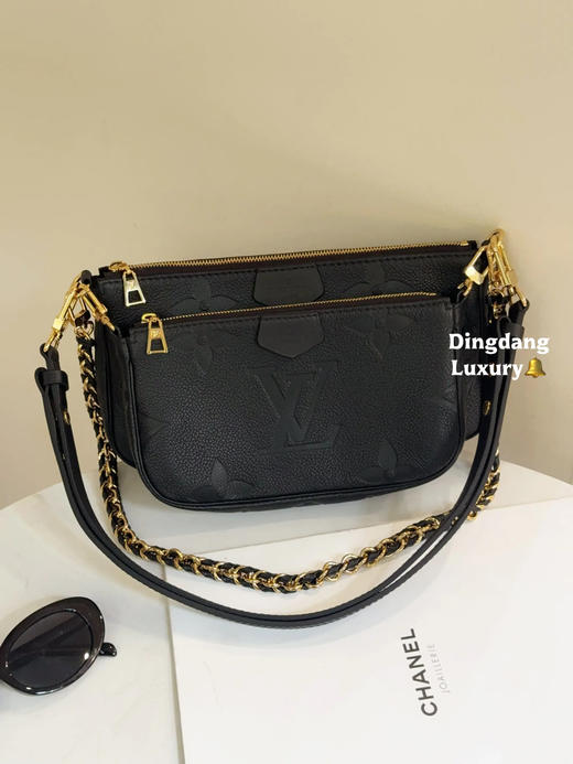 LV 四合一 黑色 压纹牛皮 斜挎包 商品图0