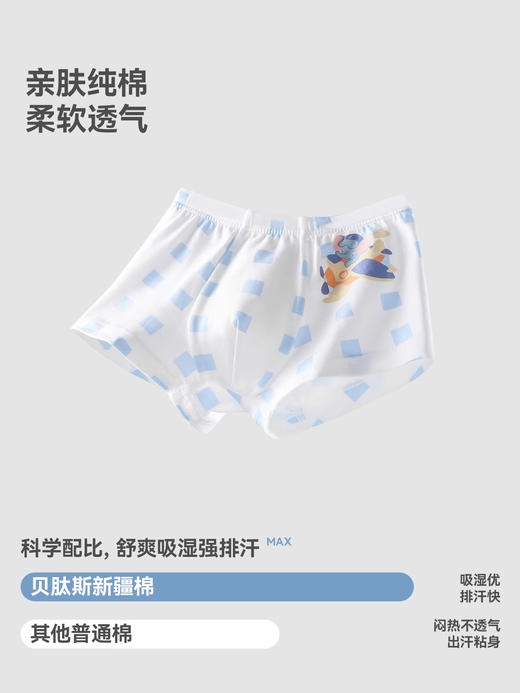 贝肽斯儿童内裤男童青少年内裤冰丝透气10A抗菌四角裤纯棉平角裤 商品图1