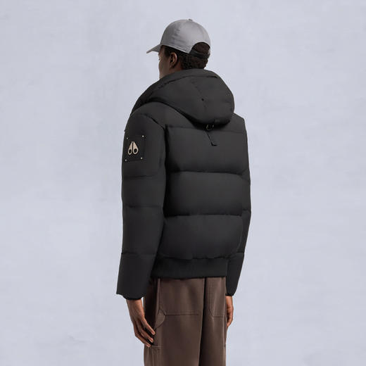 MOOSE KNUCKLES 男士金属驼鹿指节徽标绗缝连帽羽绒服 黑色 M35MB049 292 商品图4