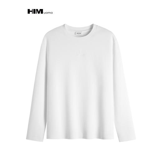 HIM漢崇【商场同款】基础款字母刺绣修身长袖T恤柔软弹力精梳棉 商品图0