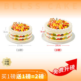 【免费升磅-买1磅送1磅】幸福满满/浪漫果纷水果蛋糕，多种水果铺满顶层，多层鲜美果肉，营养美味。（东莞幸福西饼）