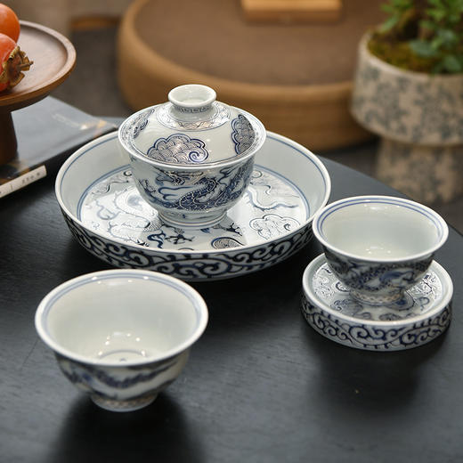 陶瓷覆银穿云龙茶具套装家用办公轻奢高档2025新款伴手礼物 商品图3