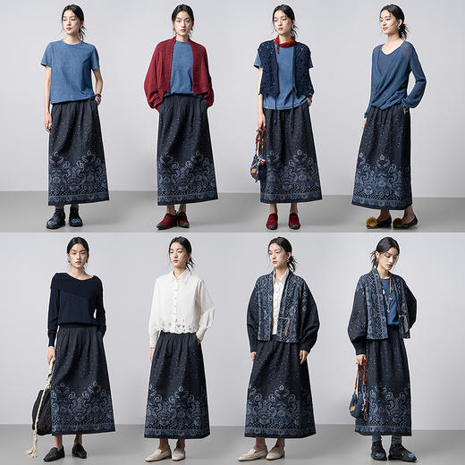 【林栖设计小店】腰果花纹|牛仔裙草木丹宁系列复古2026早春新款半身裙女1961107 商品图2