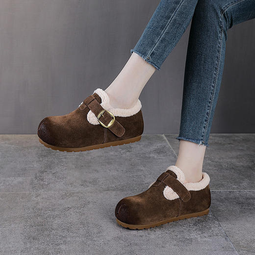 YR 2971勃肯鞋毛毛棉鞋雪地靴加绒保暖棉鞋一脚蹬 商品图1