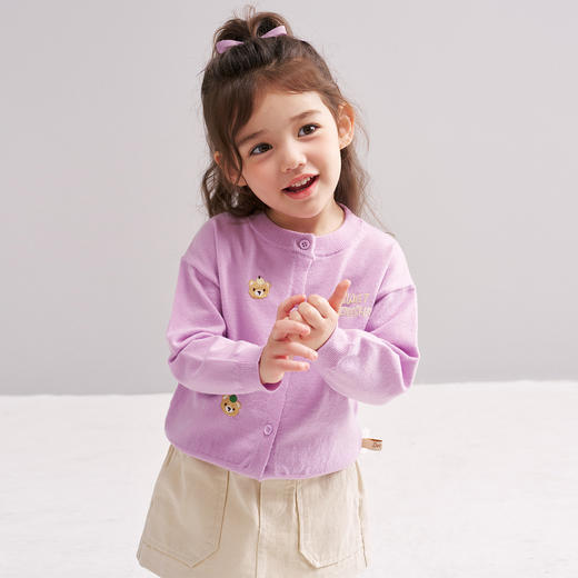 笛莎Deesha 2026春季女童可爱洋气绣花装饰针织开衫 商品图4