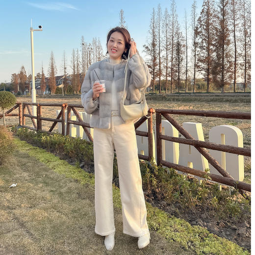 火桐hooton「真蓝宝石sapphire」哥本哈根紫金短二水貂横排皮草外套 商品图2