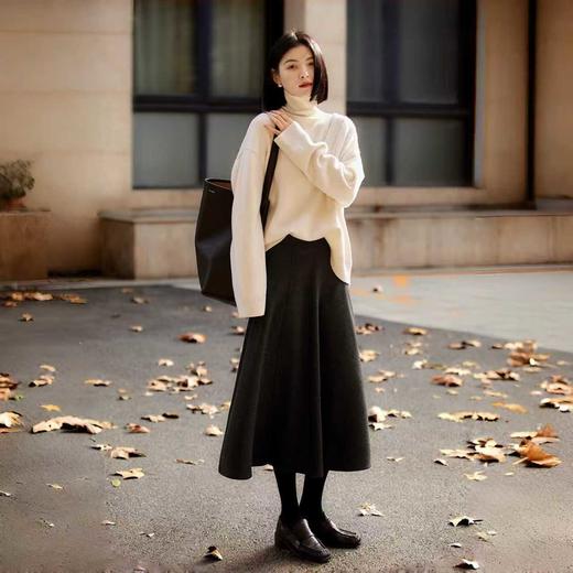 【下单3天发货】法式优雅羊毛蚕丝裙，赫本风半身裙，高品质八片立体裁剪 商品图0