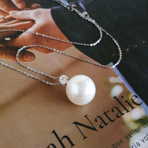 【天然正品】AU750收藏级白金镶天然近完美约13.0MM南洋澳白维纳斯海水珍珠吊坠项链16.8*13.0*13.0MM（皆取最大值）链长：45CM（长度可调节）女士071225NJT41 商品图2