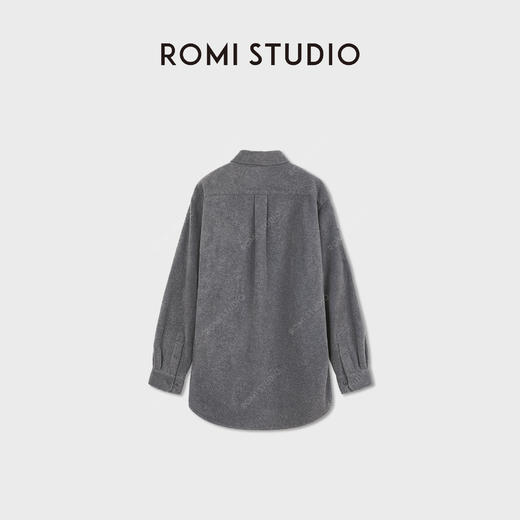 ROMISTUDIO双面绒感定染灰质感宽松廓形衬衫外套 RWCWSX7264 商品图1
