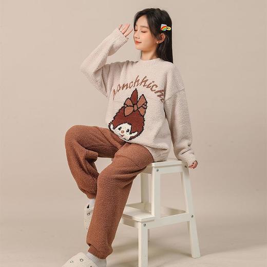 女童加厚可外穿可爱睡衣套装家居服秋冬新款半边绒萌趣趣两件套 商品图2