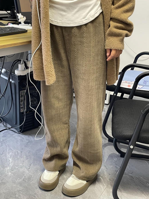麻花纹加绒加厚直筒裤 商品图5
