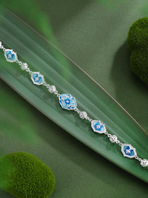 子佩集【华年如意】银S990手链【QFSL022】如意绣球花丝珐琅彩原创作品 商品图4