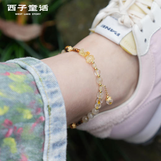 【预售3-5天】灵隐文创 金芒逐禄天然黄水晶脚链小众设计脚链女生饰品 商品图1