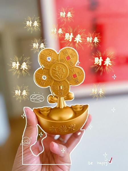 【预售3-5天】灵隐文创 百福米缸纯黄铜聚cai聚宝盆有米花桌面摆件玄关摆件 商品图1