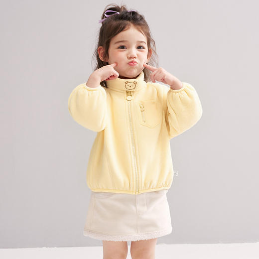 笛莎Deesha 2026春季女童时尚休闲立领摇粒绒外套 商品图3