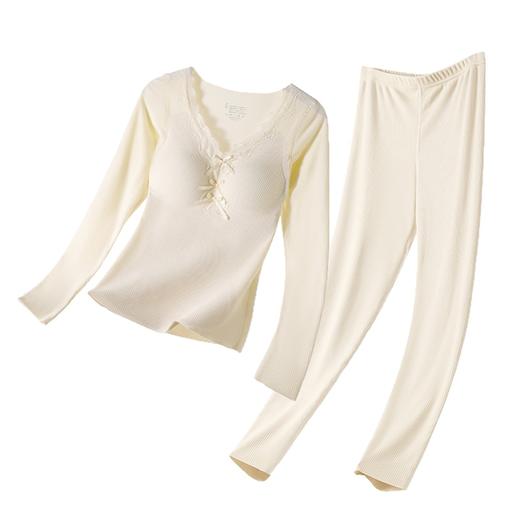 高颜值 可内搭【梦惠妮 纯欲风羊毛速热套装】（第二套立减30！）无痕轻薄 修身保暖 自带胸垫 暖腹贴片 锁住暖意 好看又保暖   #M663 商品图4