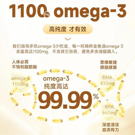 Webber Naturals 伟博天然 精粹金深海鱼油 99.99%纯度 1100mg欧米茄  60粒/瓶 一般贸易 商品图2