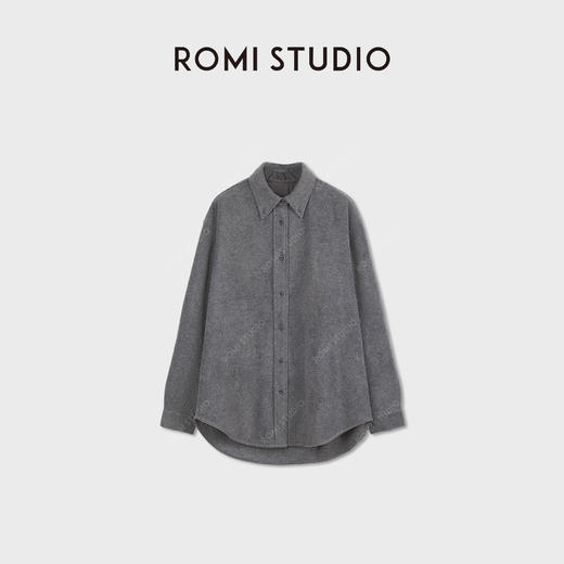 ROMISTUDIO双面绒感定染灰质感宽松廓形衬衫外套 RWCWSX7264 商品图0