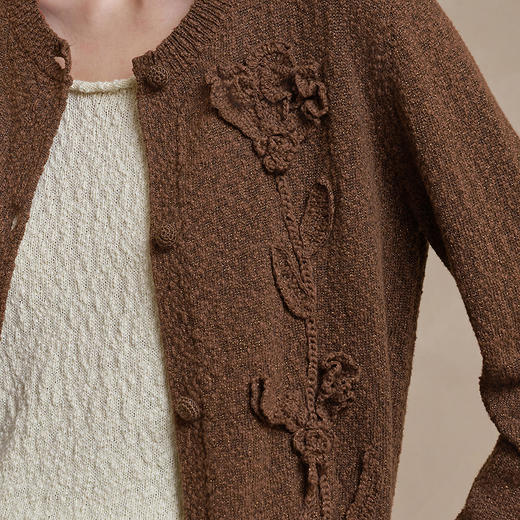 【林栖设计小店】手工钩花|金纱棉毛织外套修身肌理感2026早春新款开衫女1961150 商品图3