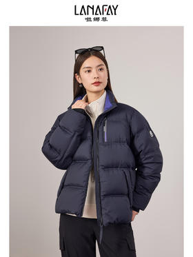 3楼啦娜菲2025冬款上新，藏青色羽绒服，吊牌价3998元，折后3598元