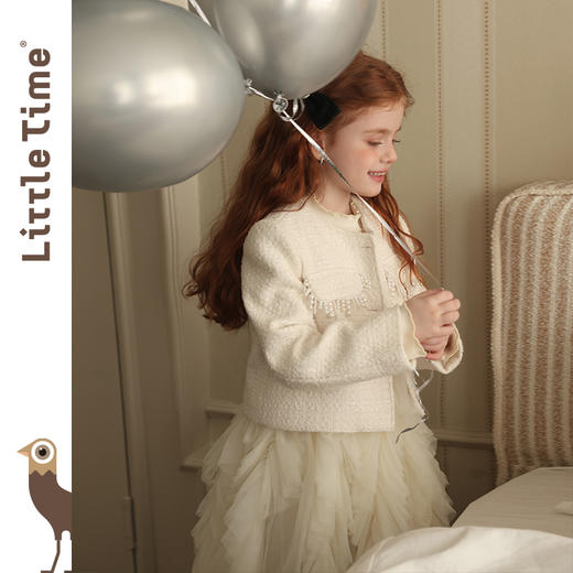littletime女童套装2025秋冬新款儿童韩版小香风外套公主裙两件套 商品图1