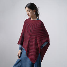 【林栖设计小店】假日云游|肌理感酒红色披肩优雅静奢2026早春新款围巾女G2961318