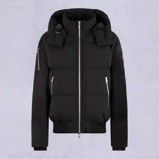 MOOSE KNUCKLES 男士金属驼鹿指节徽标绗缝连帽羽绒服 黑色 M35MB049 292 商品图0