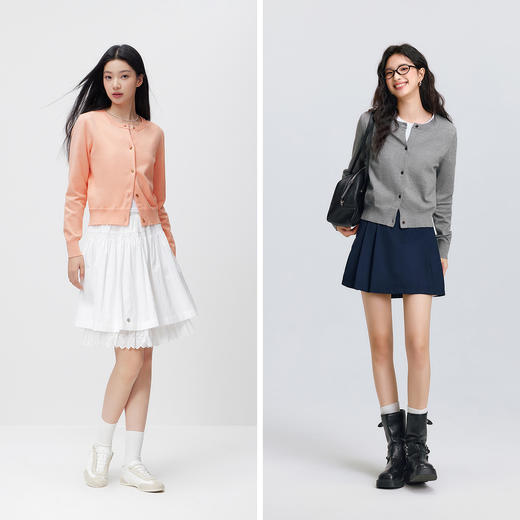 森柔|森马针织开衫女春季短款圆领正肩上衣气质温柔显瘦基础毛衫 商品图4