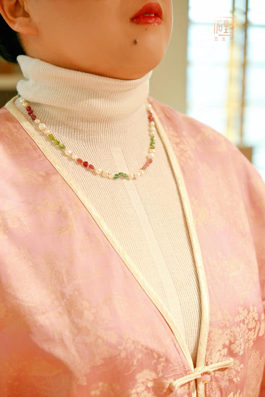 彩虹碧玺原石糖块➕巴洛克珍珠设计项链 商品图9