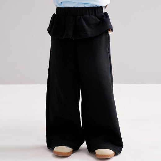笛莎Deesha 2026春季女童时尚休闲裙边直筒阔腿裤长裤 商品图1