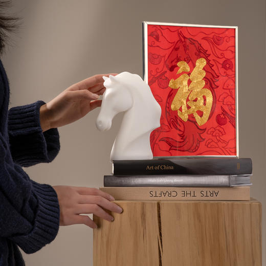 艷 湘绣 2026年新年礼盒“马上有福” 湘绣曲阳石雕艺术摆件 商品图4