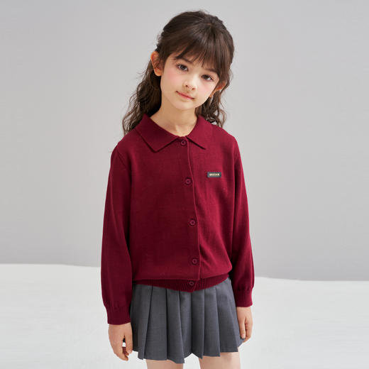 笛莎Deesha 2026春季女童时尚学院风翻领针织开衫 商品图2
