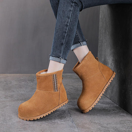 YR 2972真皮一脚蹬短靴厚底毛毛鞋外穿保暖雪地靴加绒棉鞋 商品图4