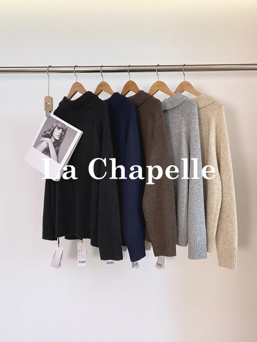会员福利【老钱风~慵懒法式】拉夏贝尔/La Chapelle绵羊毛半开领拉链翻领设计软糯针织衫休闲百搭 商品图10