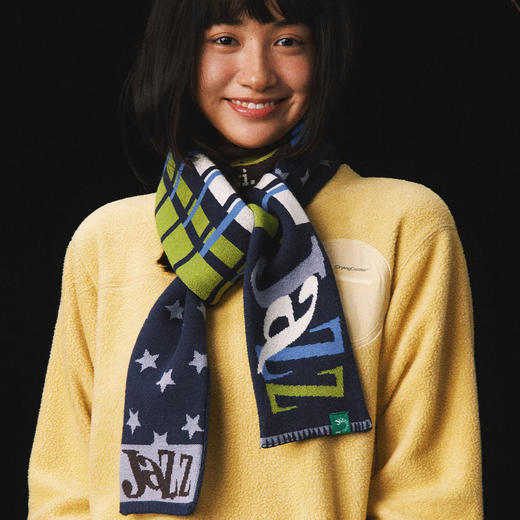 CryingCenter 摇粒绒拼接针织双面复古 彩色糯感小围巾冬日百搭 商品图1