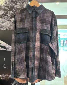 特价 中性款格纹长袖衬衫zi